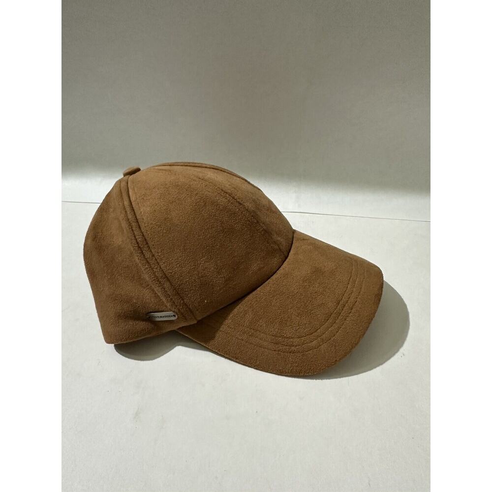 Steve Madden Strapback Baseball Cap Hat Suede Brown Logo Metal On Side Unisex